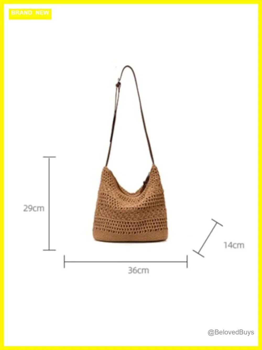 Boho Crochet Hobo Bag Woven Tote Handbag Cotton Knitted Shoulder Beach Summer